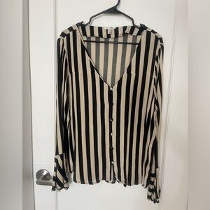 Black and white blouse with bell sleeves